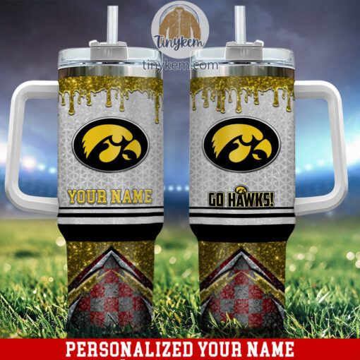 iowa hawkeyes glitter ncaa custom stanley quencher 40oz stainless steel tumbler with handle d7zzm