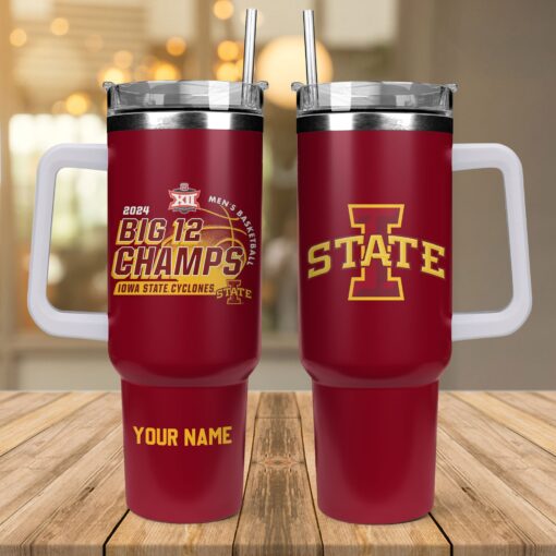 iowa state cyclones 2024 big 12 mens basketball tournament champions ncaa custom stanley quencher 40oz stainless steel w46df