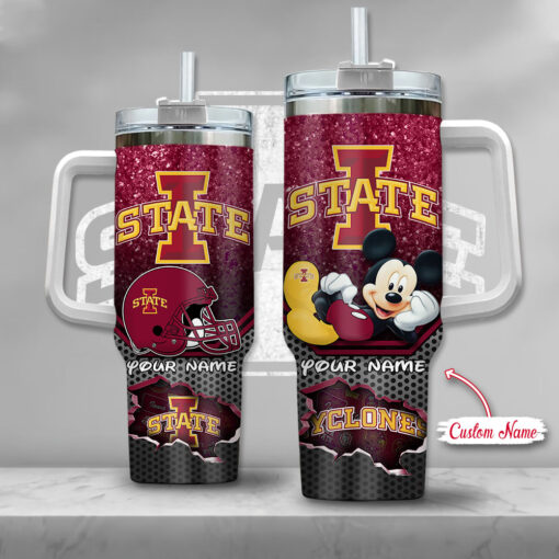 iowa state cyclones ncaa mickey mouse custom stanley quencher 40oz stainless steel tumbler with handle kibbq