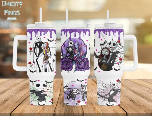 jack and sally the nightmare before christmas cartoon custom stanley quencher 40oz stainless steel tumbler with handle hi3ax scaled