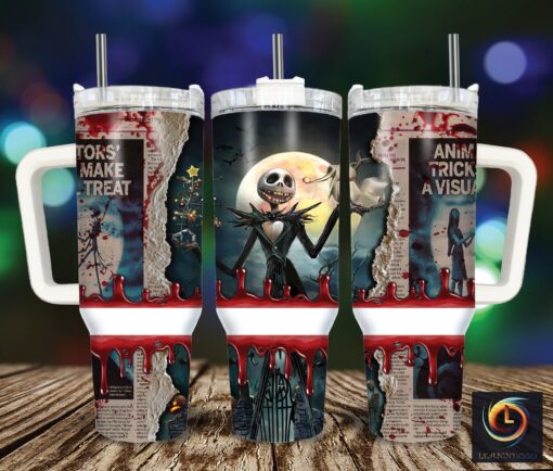 jack skellington the nightmare before christmas cartoon custom stanley quencher 40oz stainless steel tumbler with handle odwnc