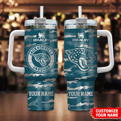 jacksonville jaguars nfl camo pattern custom stanley quencher 40oz stainless steel tumbler with handle sfqaz