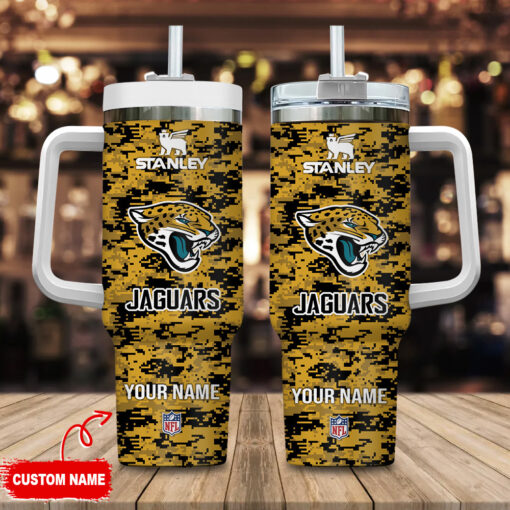 jacksonville jaguars nfl camouflage custom stanley quencher 40oz stainless steel tumbler with handle sefya