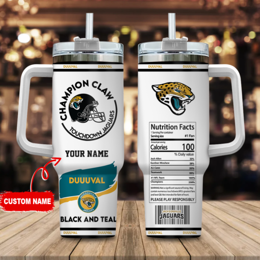 jacksonville jaguars nfl champion claw custom stanley quencher 40oz stainless steel tumbler with handle iiz34