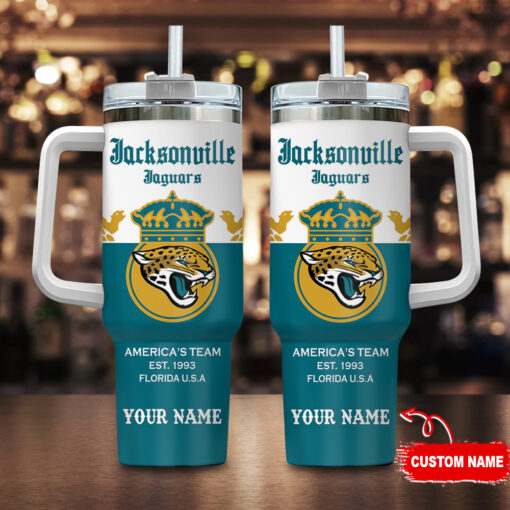 jacksonville jaguars nfl corona extra custom stanley quencher 40oz stainless steel tumbler with handle 5gcn1