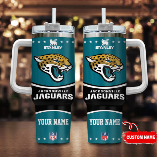 jacksonville jaguars nfl custom stanley quencher 40oz stainless steel tumbler with handle 1wtn5