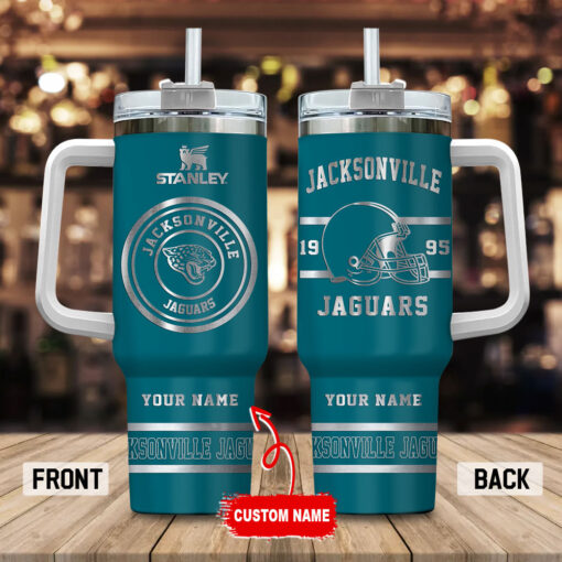 jacksonville jaguars nfl custom stanley quencher 40oz stainless steel tumbler with handle 61rgb