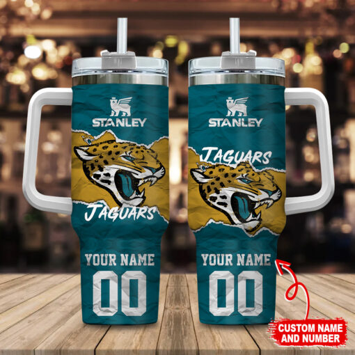 jacksonville jaguars nfl custom stanley quencher 40oz stainless steel tumbler with handle