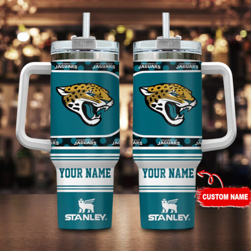 jacksonville jaguars nfl custom stanley quencher 40oz stainless steel tumbler with handle aa7ch