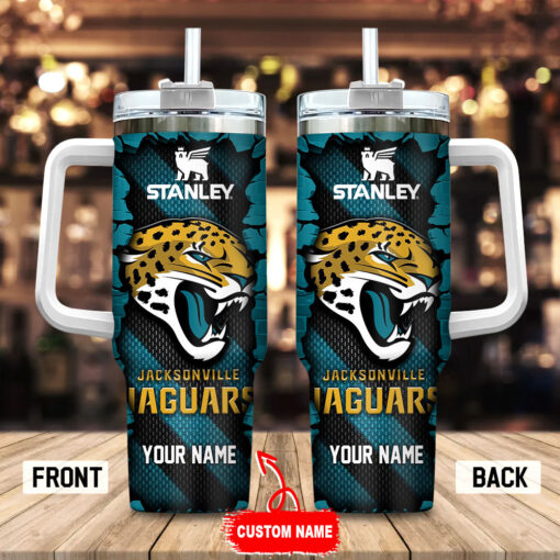 jacksonville jaguars nfl custom stanley quencher 40oz stainless steel tumbler with handle edt2t