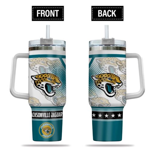 jacksonville jaguars nfl custom stanley quencher 40oz stainless steel tumbler with handle flede