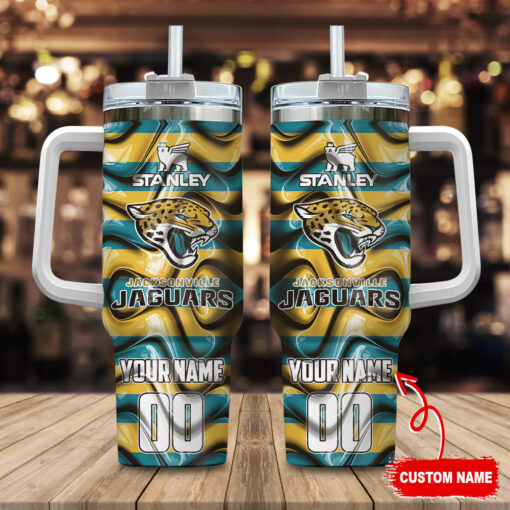 jacksonville jaguars nfl custom stanley quencher 40oz stainless steel tumbler with handle ftz2w