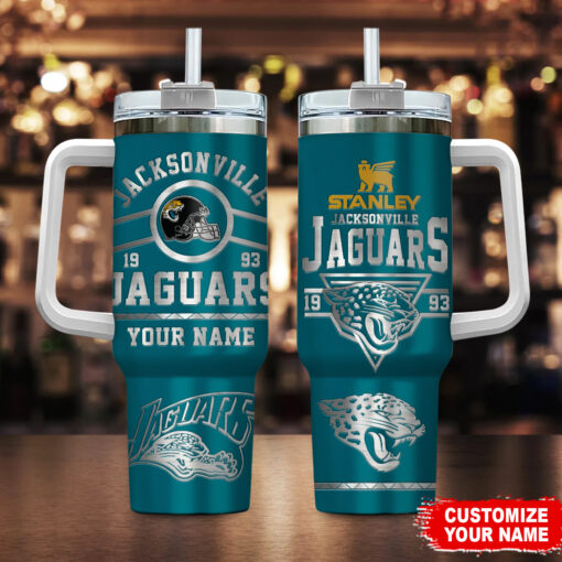 jacksonville jaguars nfl custom stanley quencher 40oz stainless steel tumbler with handle ht5ey