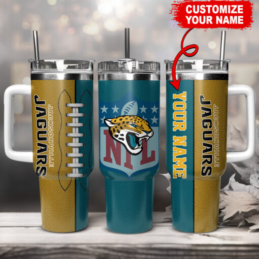 jacksonville jaguars nfl custom stanley quencher 40oz stainless steel tumbler with handle lycmo