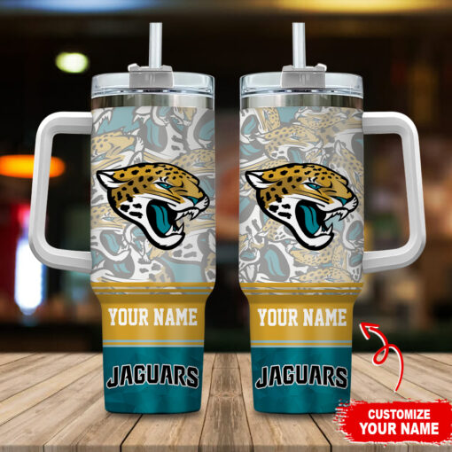 jacksonville jaguars nfl custom stanley quencher 40oz stainless steel tumbler with handle