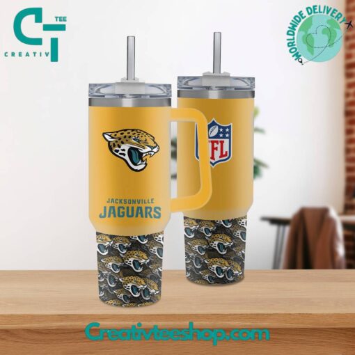 jacksonville jaguars nfl custom stanley quencher 40oz stainless steel tumbler with handle yws39