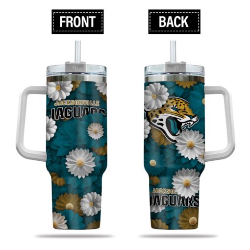 jacksonville jaguars nfl flowers custom stanley quencher 40oz stainless steel tumbler with handle izvhr