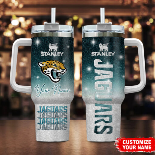 jacksonville jaguars nfl glitter custom stanley quencher 40oz stainless steel tumbler with handle dqq8t