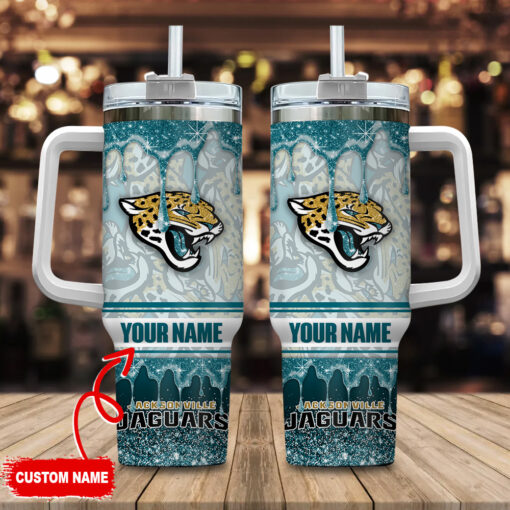 jacksonville jaguars nfl glitter custom stanley quencher 40oz stainless steel tumbler with handle snrh8