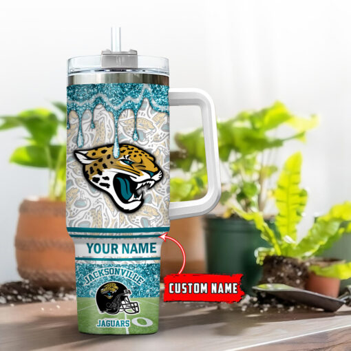 jacksonville jaguars nfl glitter custom stanley quencher 40oz stainless steel tumbler with handle tejdv