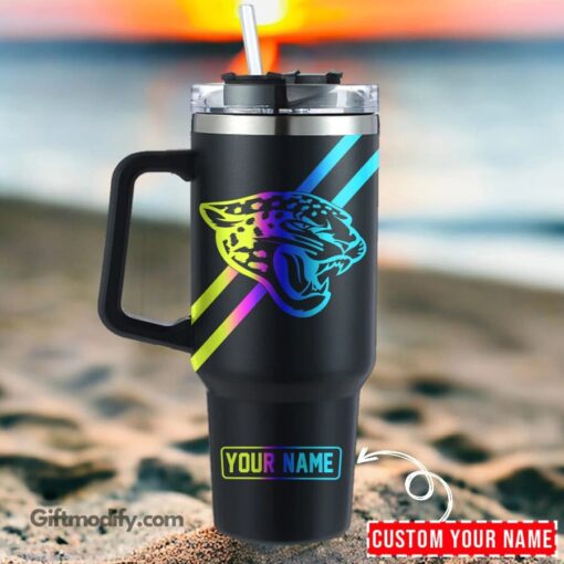 jacksonville jaguars nfl hologram logo custom stanley quencher 40oz stainless steel tumbler with handle 70uez