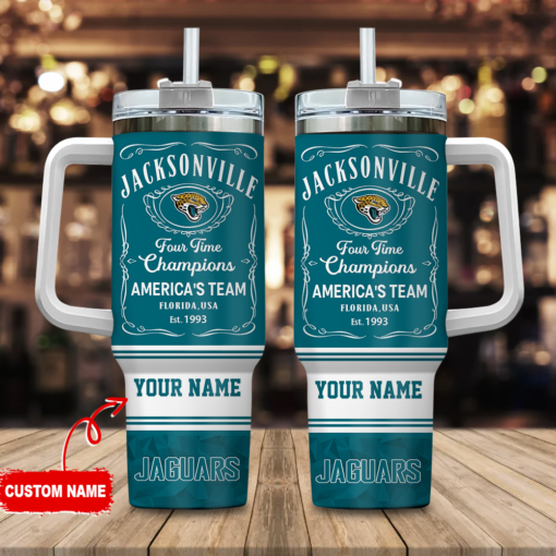 jacksonville jaguars nfl jack daniels custom stanley quencher 40oz stainless steel tumbler with handle kykpp