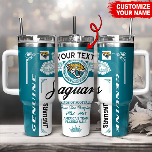 jacksonville jaguars nfl kings of football custom stanley quencher 40oz stainless steel tumbler with handle jgazu