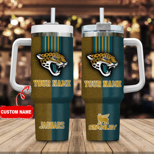 jacksonville jaguars nfl leather effect custom stanley quencher 40oz stainless steel tumbler with handle 4p8za