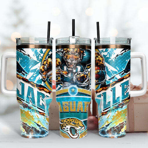 jacksonville jaguars nfl mascot custom stanley quencher 40oz stainless steel tumbler with handle h9md3