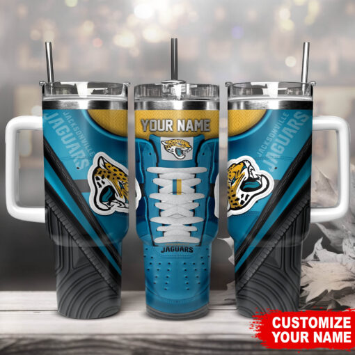 jacksonville jaguars nfl sneaker custom stanley quencher 40oz stainless steel tumbler with handle hlfui