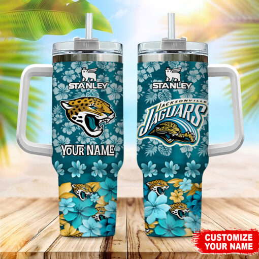 jacksonville jaguars nfl tropical floral custom stanley quencher 40oz stainless steel ogrv7