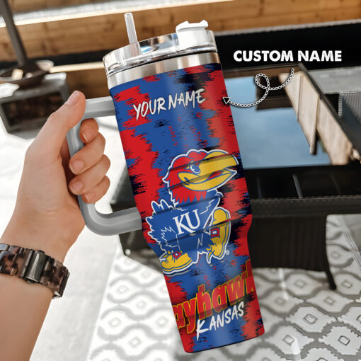 kansas jayhawks ncaa custom stanley quencher 40oz stainless steel tumbler with handle wrmy2