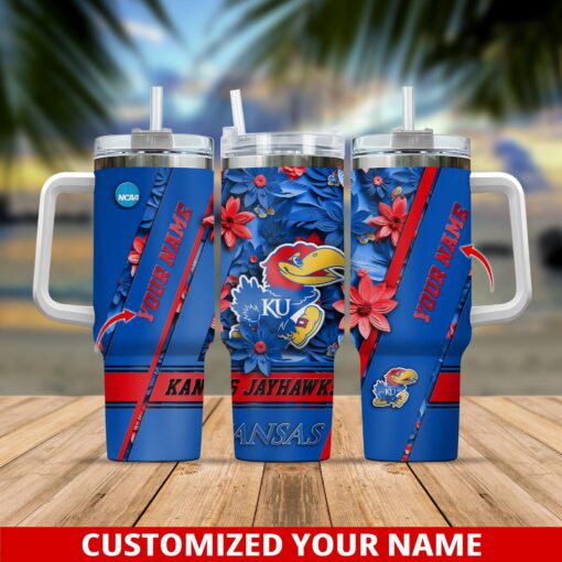 kansas jayhawks ncaa custom stanley quencher 40oz stainless steel tumbler with handle yk6rv