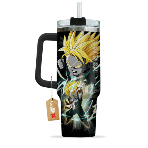 kid trunks super saiyan dragon ball anime custom stanley quencher 40oz stainless steel tumbler with handle 9dypa