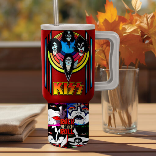 kiss band music custom stanley quencher 40oz stainless steel tumbler with handle 3gtpn