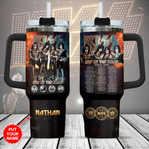 kiss band music custom stanley quencher 40oz stainless steel tumbler with handle b2dvq