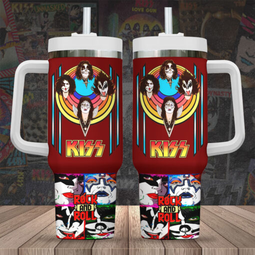 kiss band music custom stanley quencher 40oz stainless steel tumbler with handle gtbci