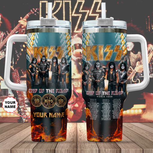 kiss band music custom stanley quencher 40oz stainless steel tumbler with handle