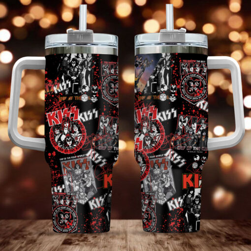 kiss band music custom stanley quencher 40oz stainless steel tumbler with handle ikf9p