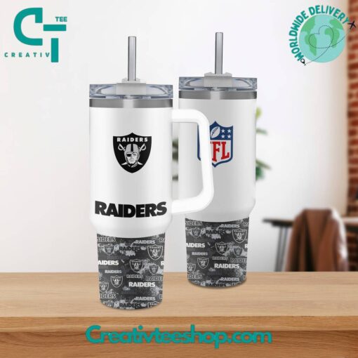 las vegas raiders nfl custom stanley quencher 40oz stainless steel tumbler with handle hao7w