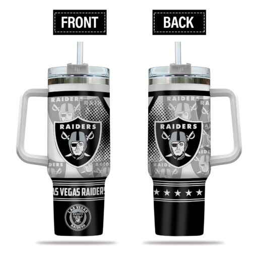 las vegas raiders nfl custom stanley quencher 40oz stainless steel tumbler with handle piuc1