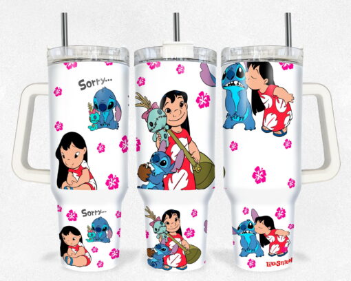 lilo and stitch disney cartoon custom stanley quencher 40oz stainless steel tumbler with handle d7fui