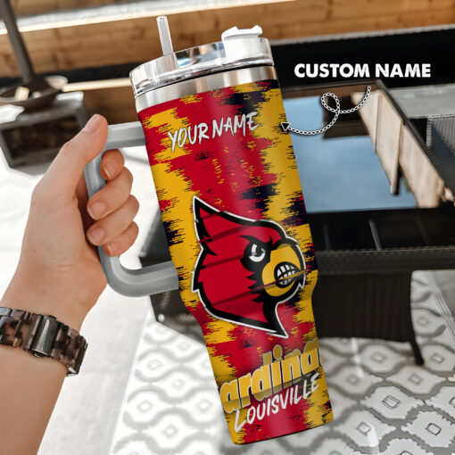 louisville cardinals ncaa custom stanley quencher 40oz stainless steel tumbler with handle styib