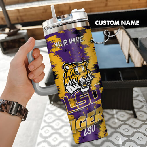 lsu tigers ncaa custom stanley quencher 40oz stainless steel tumbler with handle oowlw