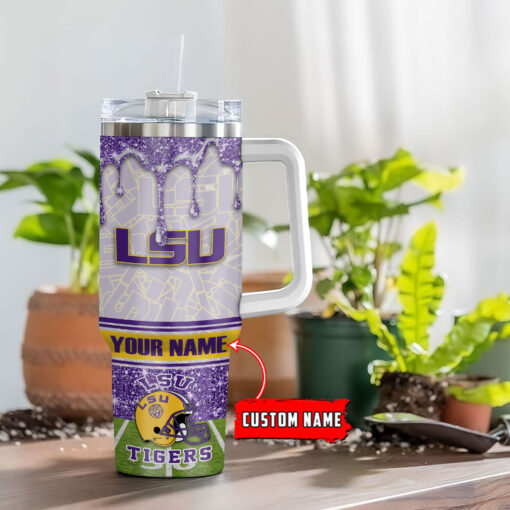 lsu tigers ncaa glitter custom stanley quencher 40oz stainless steel tumbler with handle omijv