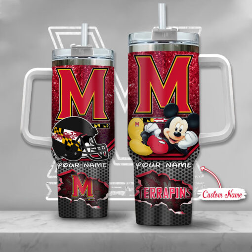 maryland terrapins ncaa mickey mouse custom stanley quencher 40oz stainless steel tumbler with handle orke2