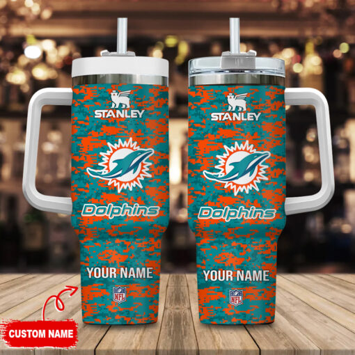 miami dolphins nfl camouflage custom stanley quencher 40oz stainless steel tumbler with handle tgpgj