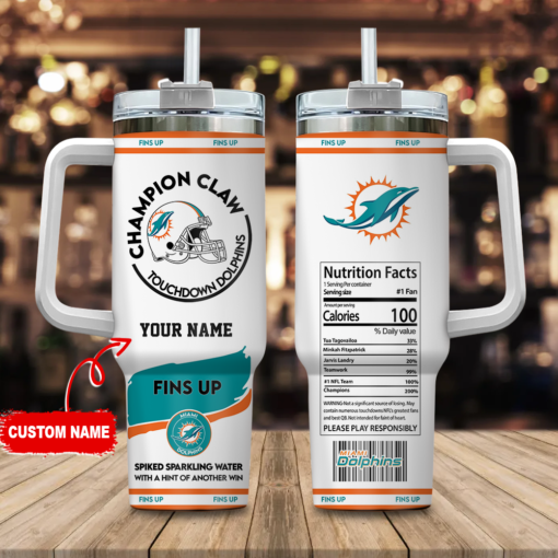 miami dolphins nfl champion claw custom stanley quencher 40oz stainless steel tumbler with handle cfkfm