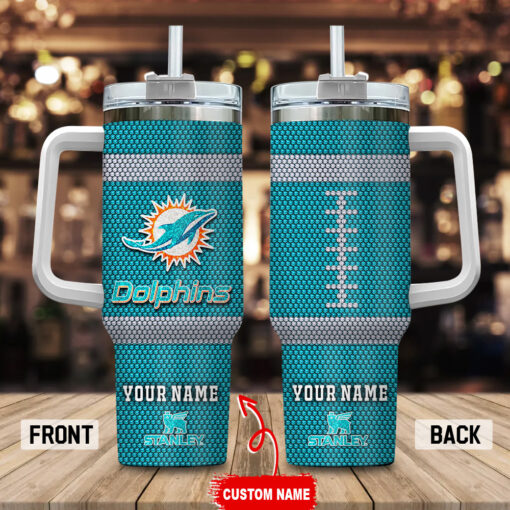 miami dolphins nfl crystal custom stanley quencher 40oz stainless steel tumbler with handle gzl96