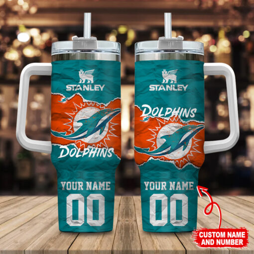 miami dolphins nfl custom stanley quencher 40oz stainless steel tumbler with handle 20nf9